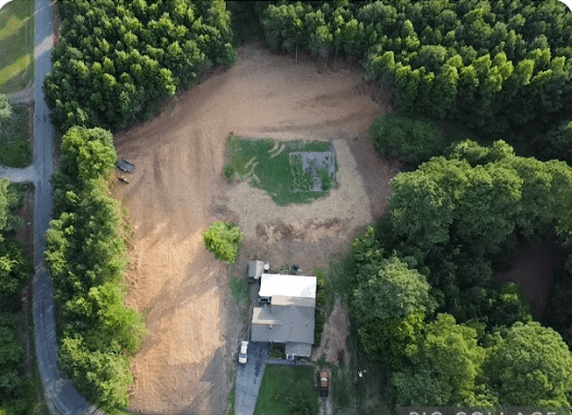 aerial view tree removal and forestry mulching performed in property in Virginia