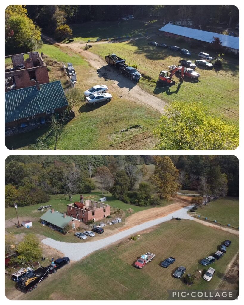aerial image of land leveling and grading