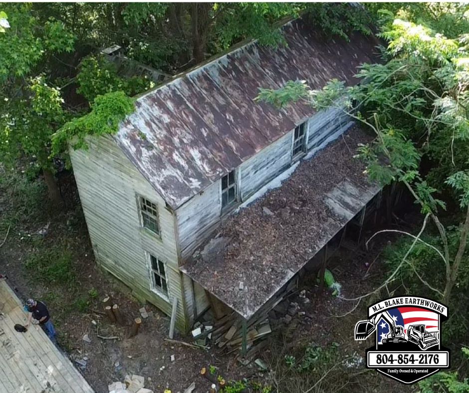 Old farm house in the woods before is demolished in Gloucester, VA