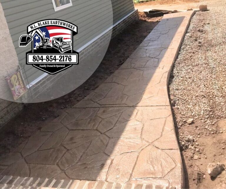 concrete Walkway with textured stamped finish
